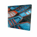 Fondo 16 x 16 in. Small Blue & Red Canoes-Print on Canvas FO2775966